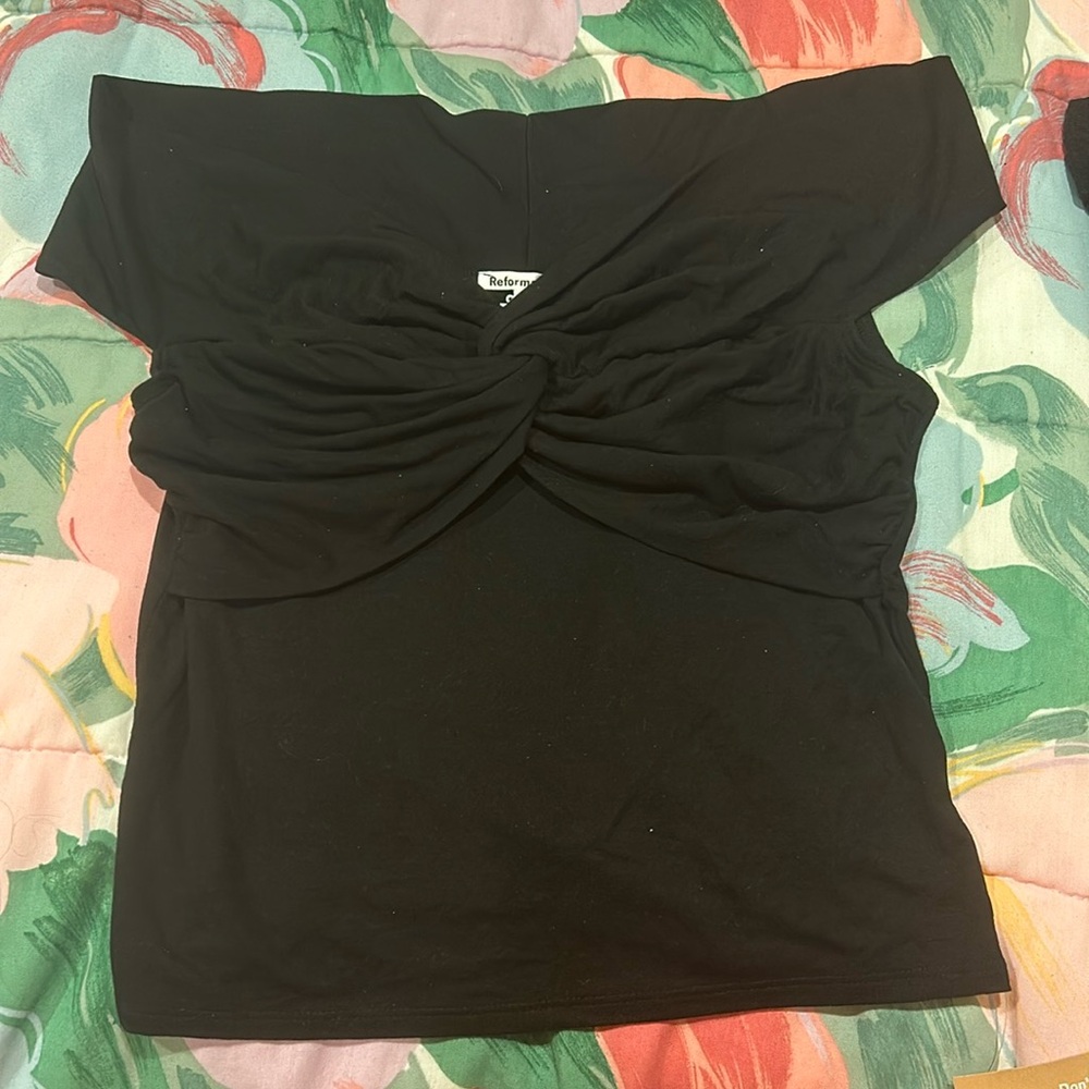 Reformation Black Off-Shoulder Top